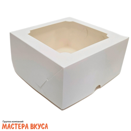 Упаковка для зефира и пирожных с окном 200*200*100 мм (белая)