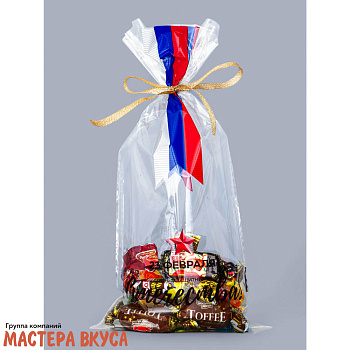 Пакет для сладостей 15*30 см, "23 февраля звезда с ленточкой" 