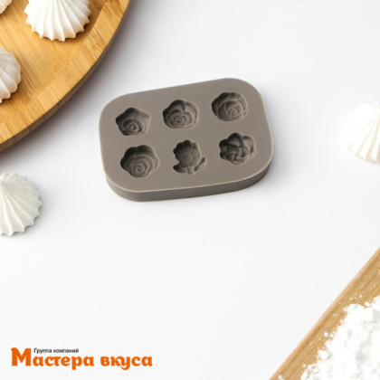 Молд силиконовый РОЗОЧКИ, 6 фигур, 6,5*4,5*0,9 см