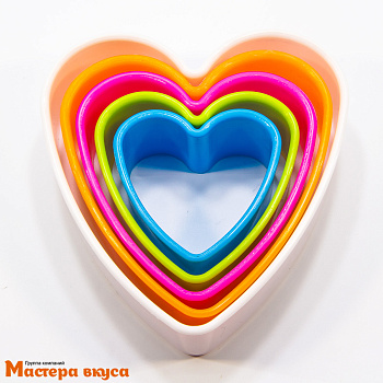 Набор вырубок пластик СЕРДЦЕ, (набор 5 шт), max~9*9см