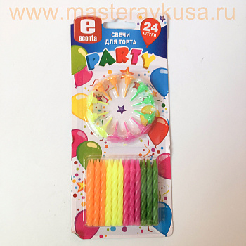 Свечи набор, Спираль микс яркий "Фрукты", (набор 24 шт), h-6см