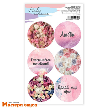 Набор наклеек "СЧАСТЛИВЫХ МОМЕНТОВ", d~4см, (набор 6 шт)