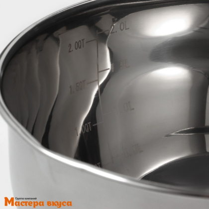 Миска кухонная из нержавеющей стали противоскользящая с ручкой 2 л, d-22 см