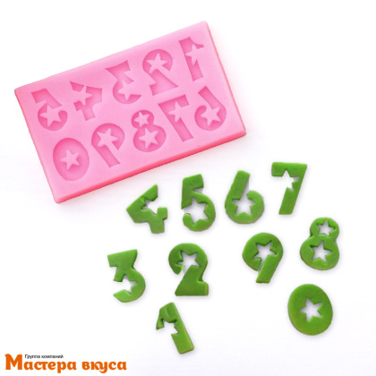 Молд силиконовый ЦИФРЫ со звездами 7,5*4,5*0,4 см