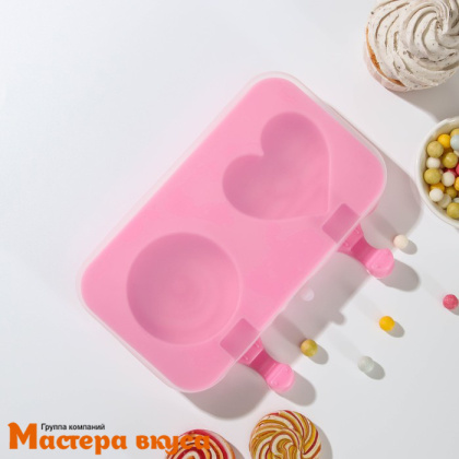 Форма для мороженого силиконовая (эскимо) ПОЗИТИВ, (2 ячейки+палочки) 19,5*11*2,5 см