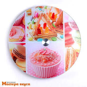 Подставка для торта вращающаяся, стекло, D-32 см, СЛАДОСТИ