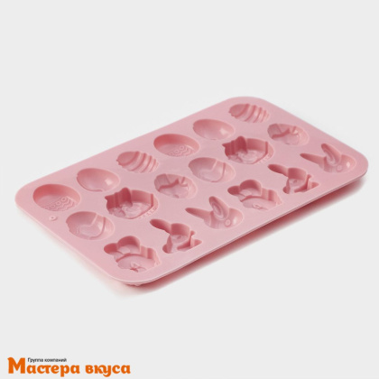 Форма для шоколада силиконовая  ПАСХАЛЬНОЕ АССОРТИ (18 ячеек) 19*12,5*1 см