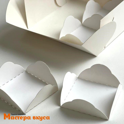 Упаковка для моти 4 ячейки с пластиковой крышкой, и ложементами 120*120*55 мм (белая) (6-д)