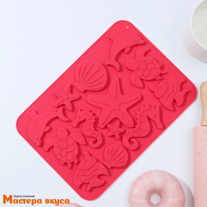 Форма для шоколада силиконовая  МОРСКАЯ ИСТОРИЯ, (13 ячеек) 23*16*0,5 см