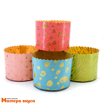 Форма бумажная для кулича (150г) d70*h85 мм ПАСТЕЛЬ МИКС