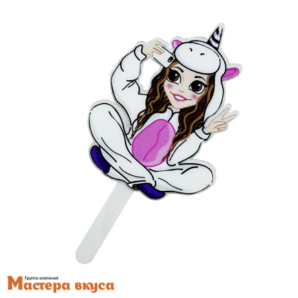 Топпер пластиковый мульт "Девочка-Единорожка", 11*8,3 см 