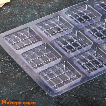 Форма для шоколада пластиковая ВКУСНАЯ ПЛИТКА ШОКОЛАДКА, (12 ячеек) 22*13см