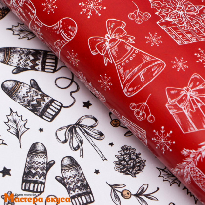 Бумага упаковочная  "Новогоднее настроение" двухсторонняя (глянцевая), 50*70 см