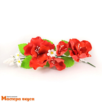 Сахарное украшение букет ШИПОВНИК КРАСНЫЙ, длина ~20см