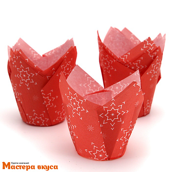 Форма бумажная Тюльпан d50 h80 "Снежинка", упак 12шт