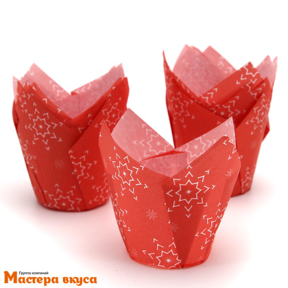 Форма бумажная Тюльпан d50 h80 "Снежинка", упак 12шт