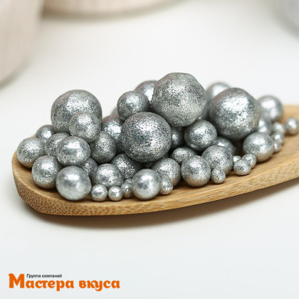Посыпка Шарики зерновые Блестящие микс СЕРЕБРО №703 (d2-12мм), 50гр