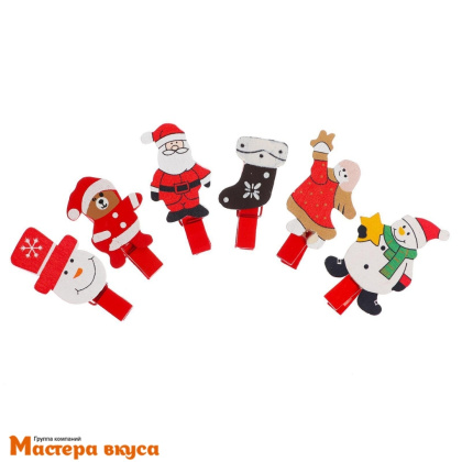 Декор прищепки  (НГ) "Всё,что нужно в Новый год", (набор 6 шт)