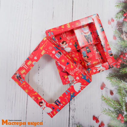 Упаковка для конфет  4 шт с окном (крышка/дно) 120*120*30мм (Щелкунчик), (4-д)