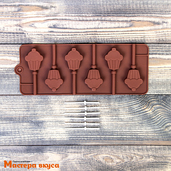 Форма для леденцов силиконовая КЕКСИК, (6 ячеек)