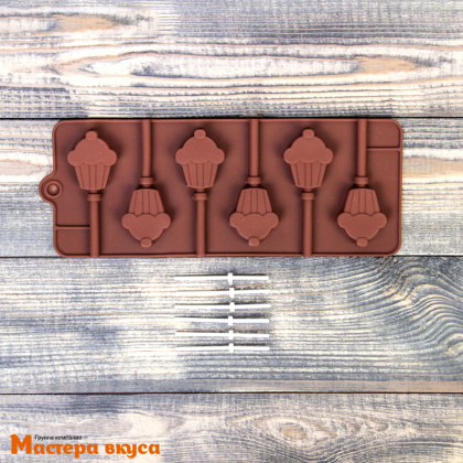 Форма для леденцов силиконовая КЕКСИК, (6 ячеек)