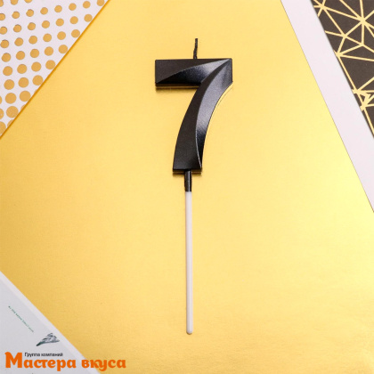 Свеча-цифра "Грань" черная  - 7, (h-6 см) 