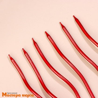 Свечи высокие Волна красные, (набор 6 шт), h-15см