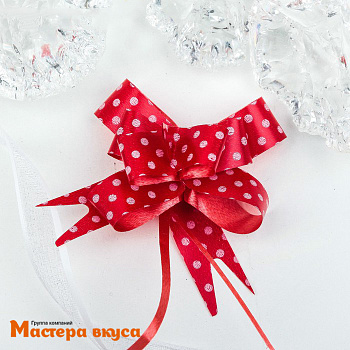 Бант-бабочка КРАСНЫЙ Горошек, (ш 1,2 см) d~3 см