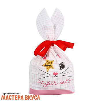 Пакет для сладостей  с завязками-ушками 12*22 см, "Котёнок"