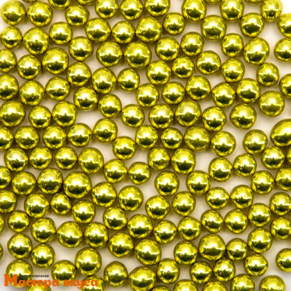 Украшение сахаристое Шарики металл Золотые d5мм, 50гр