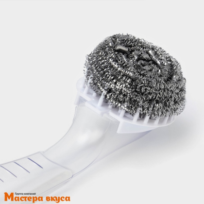 Губка для посуды металлическая, с ручкой дозатором Доляна 21,5*6,5*6 см 