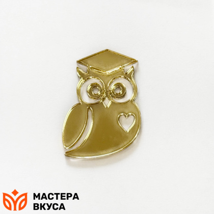Зеркальное украшение  мини СОВА, золото, ~5*4 см (МВ)