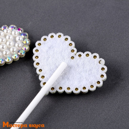 Набор для украшения торта и десертов БЛЕСТЯЩИЕ СЕРДЕЧКИ, пластик (набор 3 шт) ~10*22 см 