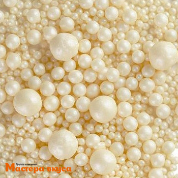 Посыпка Шарики зерновые Жемчуг микс Белый (молочный) (d2-7мм), 50 гр 