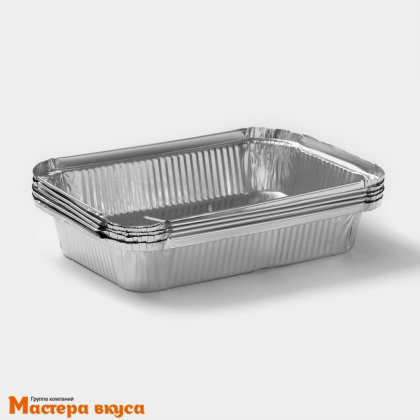 Форма алюминевая одноразовая Прямоугольная 21*14 см h-4 см (860 мл) 