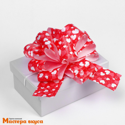 Бант-шар  КРАСНЫЙ Сердца, (ш 5 см) d~10 см