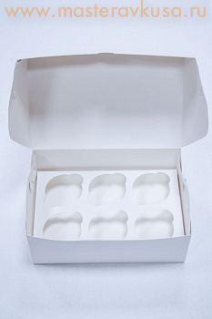 Коробка для  6 капкейков без окна, 250*170*100 мм, (белая), PASTICCIERE