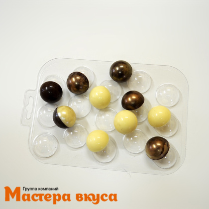 Форма для шоколада пластиковая  ПОЛУСФЕРА (шар),  d 30 мм, (15 ячеек)
