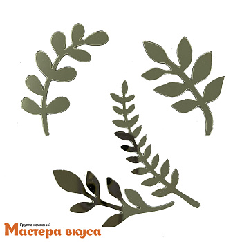 Зеркальное украшение  мини ЛИСТИКИ, золото, (набор 4 шт) ~7*3,3 см 