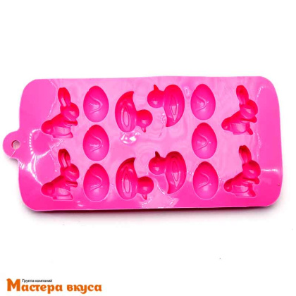 Форма для шоколада силиконовая  ЗАЙЦЫ, УТКИ, ЯЙЦА, (14 ячеек) 22*10,5*2 см