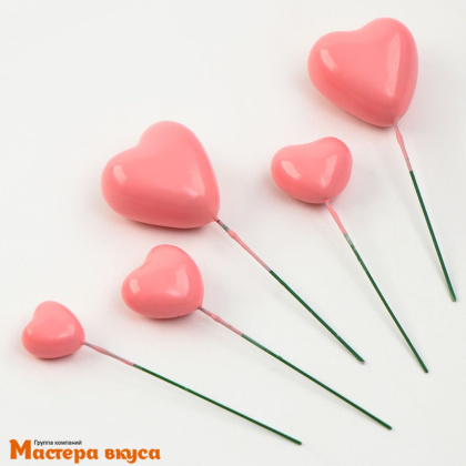 Набор топперов СЕРДЦА, розовые (набор 20 шт) ~12-15см