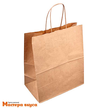 Пакет бумажный с кручеными ручками 260*150*350 мм, (крафт) 