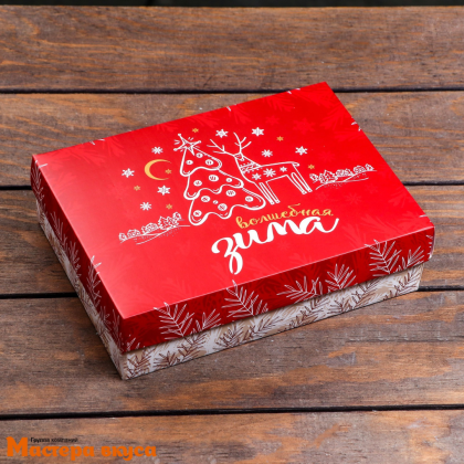 Упаковка для сладостей крышка/дно 210*150*57 мм  (Волшебная зима)