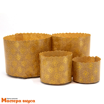 Форма бумажная для кулича (200г) d90*h90 мм ПРЕМИУМ Золотой цветок