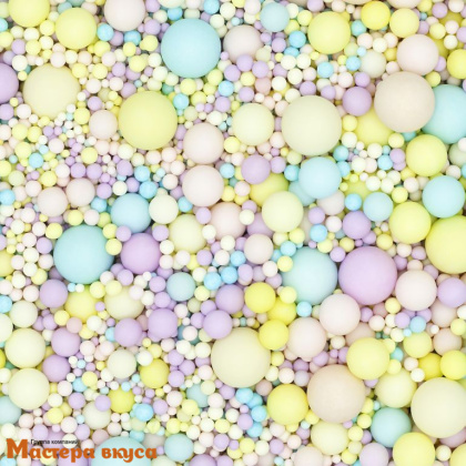 Посыпка Шарики сахарные Жемчуг РАЗНОЦВЕТНЫЙ МАТОВЫЙ (микс d2,3,5,7,10мм), 50гр