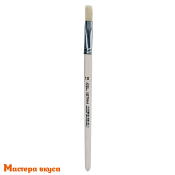 Кисть для декорирования натуральная Щетина №10 плоская, (волос дл-1,8см) 20см
