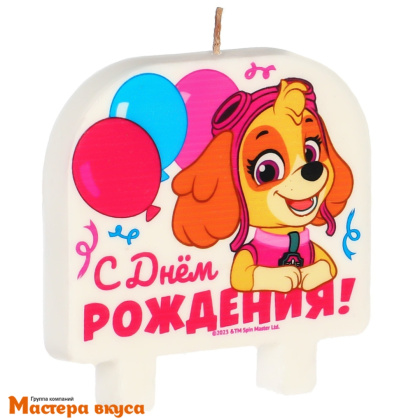 Свеча  С ДНЕМ РОЖДЕНИЯ мульт Щенячий патруль Скай, (h-8см)  © 