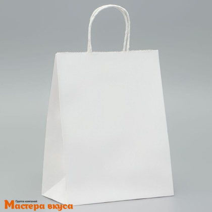 Пакет бумажный с кручеными ручками 320*180*370 мм, (белый)