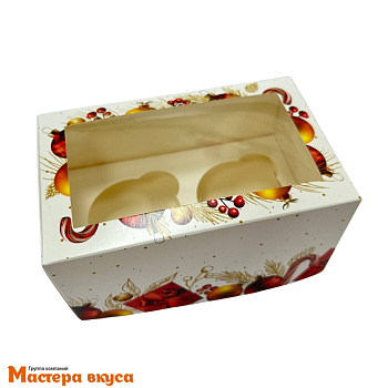 Коробка для  2 капкейков с окном, 160*100*80 мм  НГ (Подарочек)