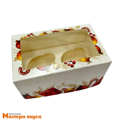 Коробка для  2 капкейков с окном, 160*100*80 мм  НГ (Подарочек)